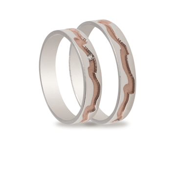 Βέρες Σετ Ροζ Χρυσές Λευκόχρυσες Λουστράτες και Σαγρέ με Ζιργκόν MASCHIO FEMMINA TMF-42 - themelidisjewels